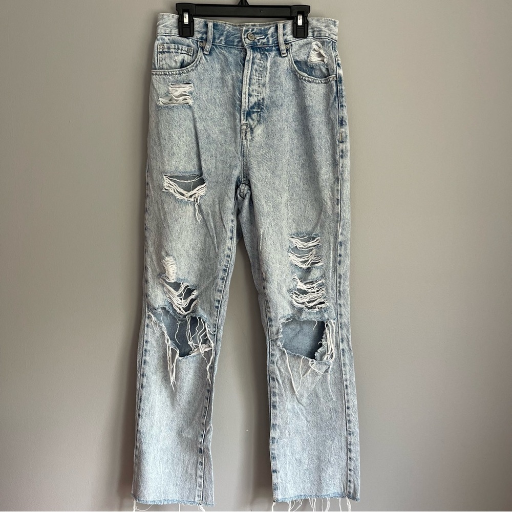 PacSun Light Wash Ripped High Rise Straight Jeans